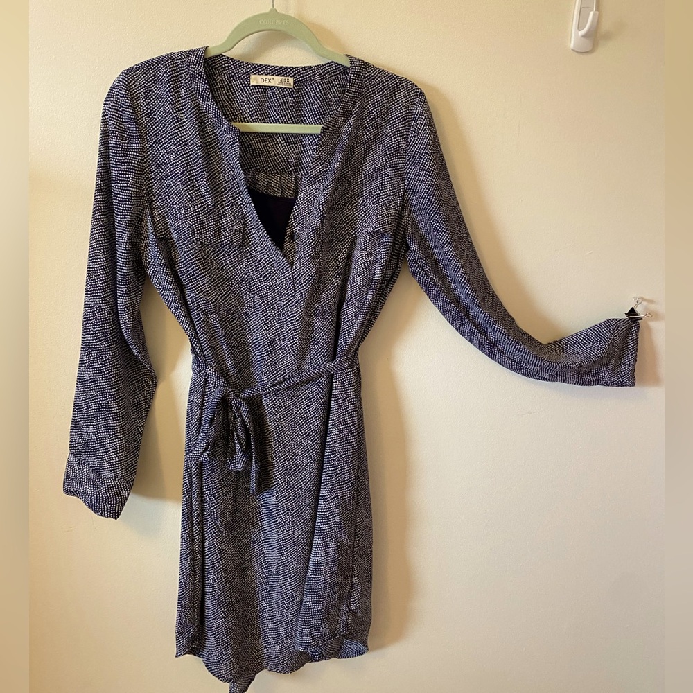 #103 - Dex Navy/White Dress with Slip; Size Medium